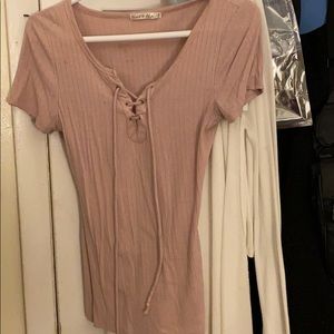 Light pink cross up shirt